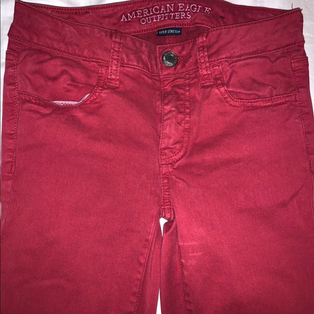 American Eagle Red Skinny Jeans